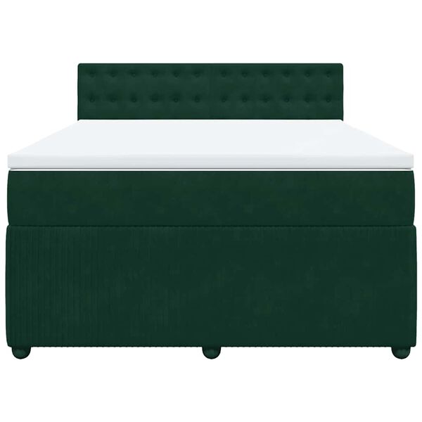 vidaXL Sommier &agrave; lattes de lit et matelas Vert fonc&eacute; 140x190cm Velours