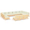 vidaXL Salon de jardin 13 pcs avec coussins cr&egrave;me Bois de pin solide