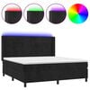 vidaXL Sommier &agrave; lattes de lit matelas et LED Noir 180x200 cm Velours