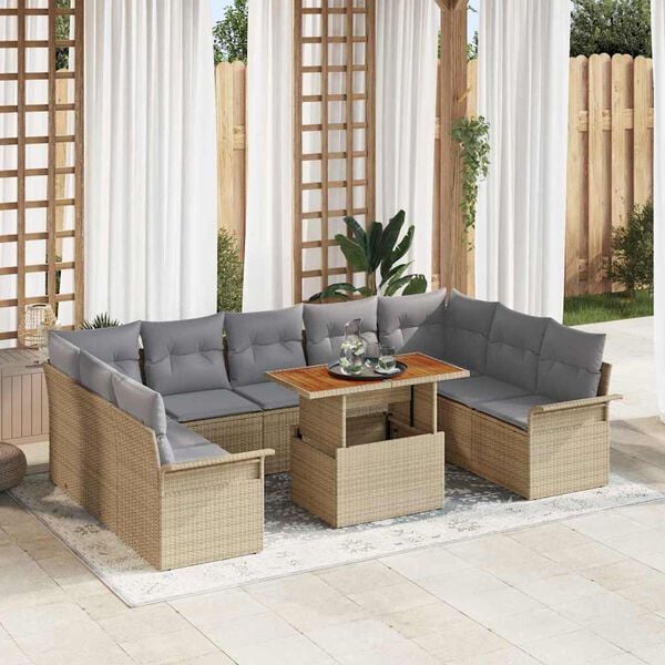 vidaXL Ensemble de canap&eacute; de jardin 10 pcs beige et gris clair