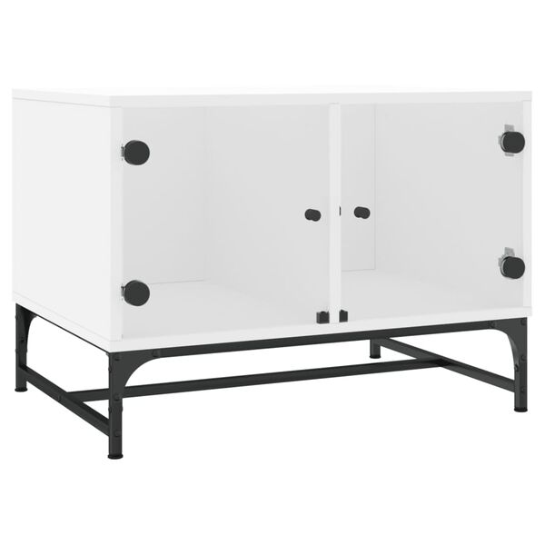 vidaXL Table basse avec portes en verre blanc 68,5x50x50 cm