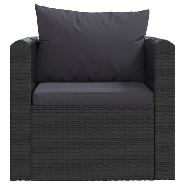 vidaXL Fauteuil avec coussins R&eacute;sine tress&eacute;e Noir