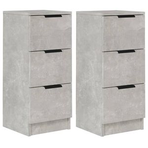 vidaXL Buffets 2 pcs Gris b&eacute;ton 30x30x70 cm Bois d'ing&eacute;nierie