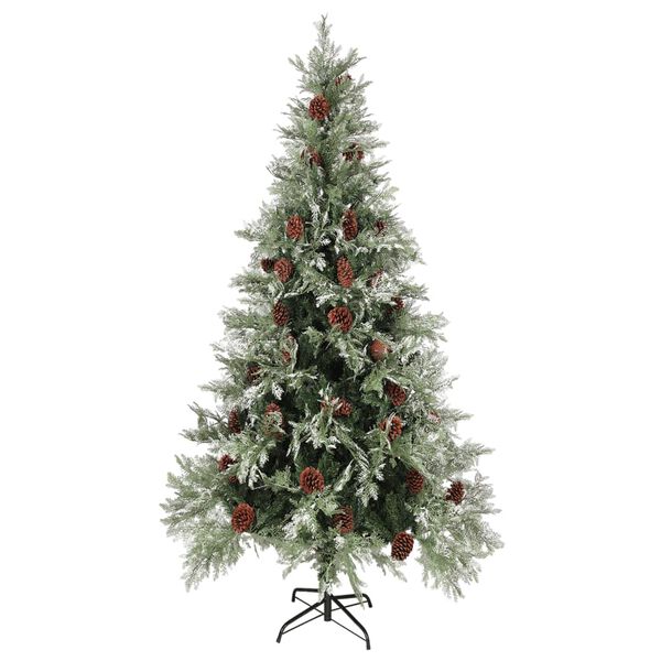 vidaXL Sapin de No&euml;l avec pommes de pin Vert et blanc 225 cm PVC et PE