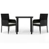 vidaXL Ensemble &agrave; manger de jardin avec coussins 3 pcs Noir