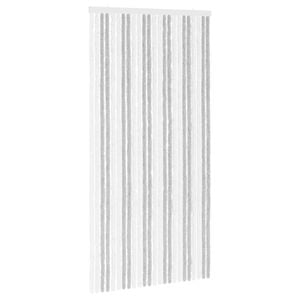 vidaXL Rideau anti-insectes en chenille Gris clair et blanc