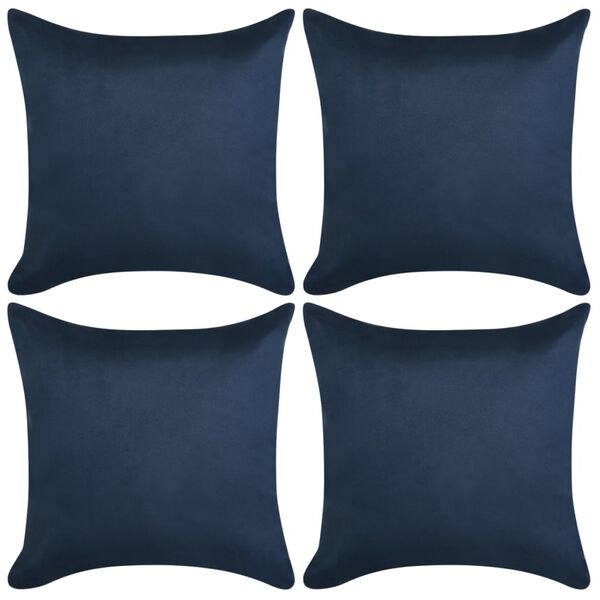 vidaXL Housse de coussin 4 pcs 80x80cm Polyester Faux Daim Bleu marin