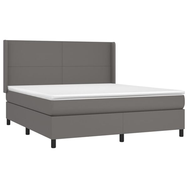 vidaXL Sommier &agrave; lattes de lit matelas LED Gris 160x200 cm Similicuir
