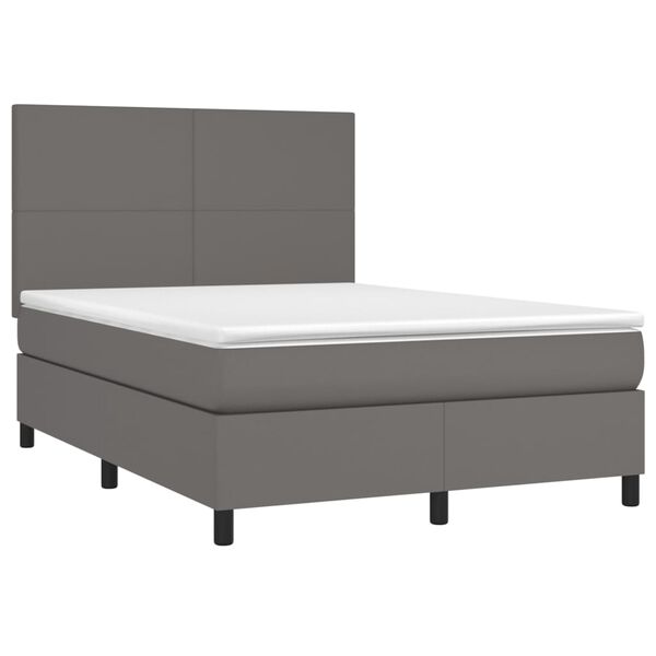 vidaXL Sommier &agrave; lattes de lit avec matelas Gris 140x200 cm Similicuir