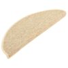 vidaXL Tapis d'escalier 15 pi&egrave;ces 65 x 21 x 4 cm Beige clair Demi-rond Grand