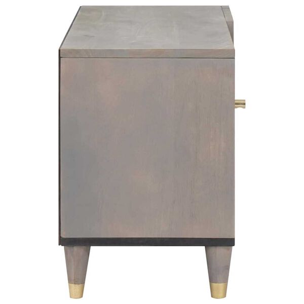 vidaXL Meuble TV avec porte Gris 80 x 33 x 46 cm Bois de mangue massif