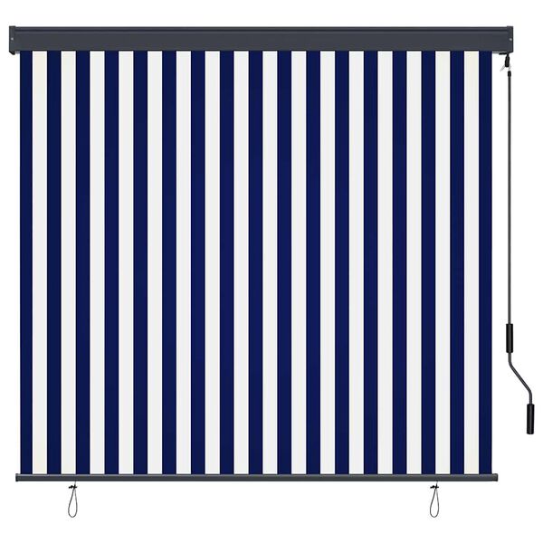 vidaXL Store enrouleur Bleu et Blanc 180 x 250 cm Tissu et Aluminium