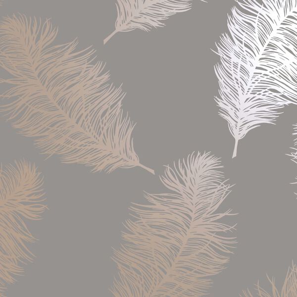 DUTCH WALLCOVERINGS Papier peint Fawning Feather Gris et dor&eacute; rose