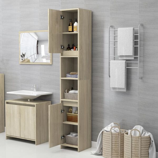vidaXL Armoire de salle de bain Ch&ecirc;ne sonoma Bois d'ing&eacute;nierie