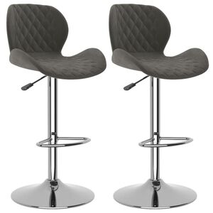 vidaXL Tabourets de bar lot de 2 gris fonc&eacute; velours