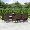 vidaXL Ensemble à manger de jardin coussins 7 pcs Marron/noir