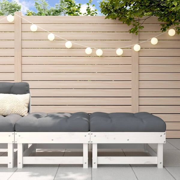 vidaXL Repose-pieds de jardin avec coussins lot de 2 blanc bois de pin