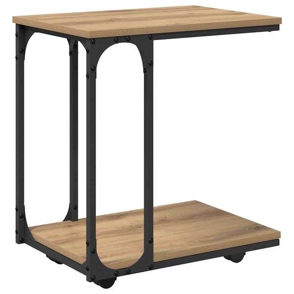 vidaXL Table d'appoint avec &eacute;tag&egrave;re Ch&ecirc;ne artisanal 50 x 35 x 55,5 cm
