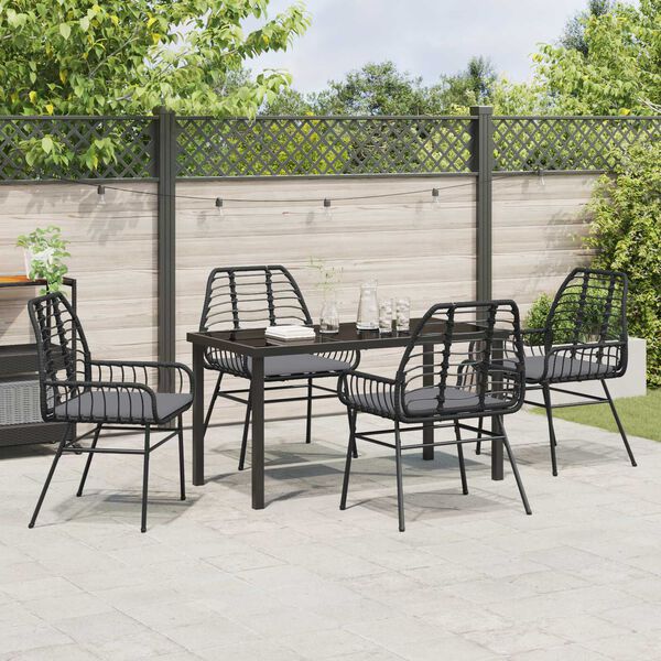 vidaXL Ensemble de salle à manger pour jardin 5 pcs Noir polyrotin
