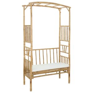 vidaXL Arche de jardin avec banc Cr&egrave;me blanc 115 x 50 x 205 cm Bambou