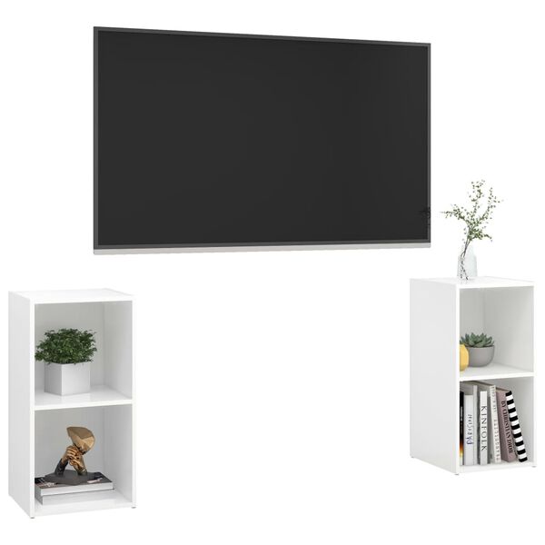 vidaXL Meubles TV 2 pcs Blanc brillant 72x35x36,5 cm Bois d'ing&eacute;nierie