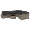 vidaXL Salon de jardin avec coussins 10 pcs gris r&eacute;sine tress&eacute;e