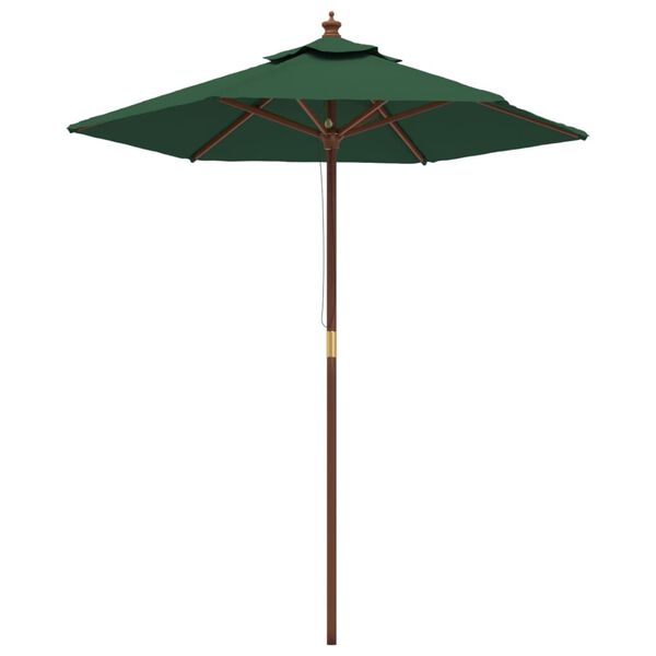 vidaXL Parasol de jardin avec m&acirc;t en bois vert 196x231 cm