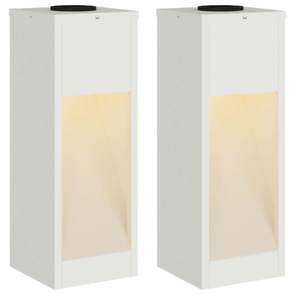 vidaXL Lumi&egrave;re de Chemin LED Solaire 2 pcs Blanc Acier lamin&eacute; &agrave; froid