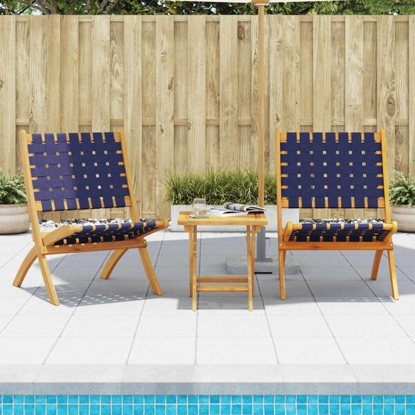 vidaXL Chaises pliables de jardin lot de 2 avec table bleu fonc&eacute; bois