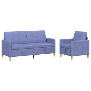 vidaXL Canap&eacute; avec rangement 2 pc Bleu denim Polyester