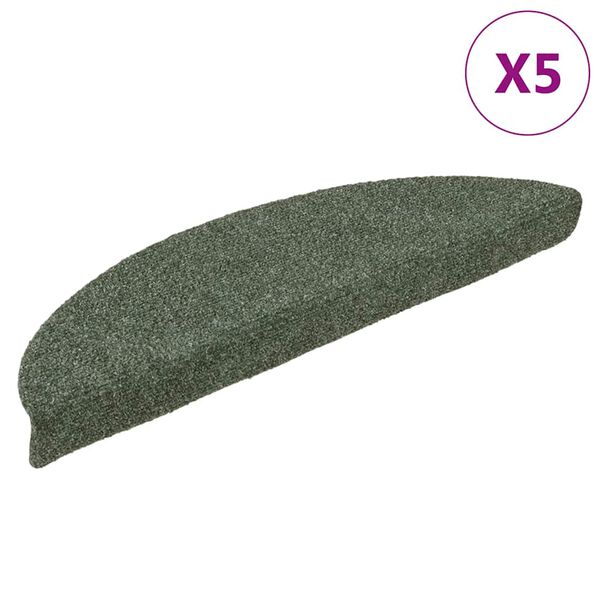vidaXL Tapis d'escalier autocollants 5 pi&egrave;ces 56 x 17 x 3 cm Vert Demi-rond