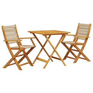 vidaXL Ensemble de bistro 3 pcs beige polypropyl&egrave;ne et bois massif
