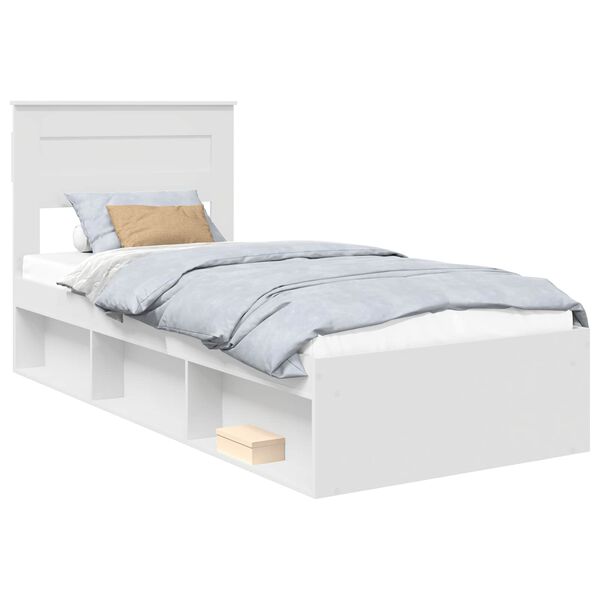 vidaXL Cadre de lit avec stockage Blanc 75 x 190 cm Bois de pin massif