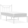 vidaXL Cadre de lit m&eacute;tal sans matelas avec t&ecirc;te de lit blanc 75x190cm