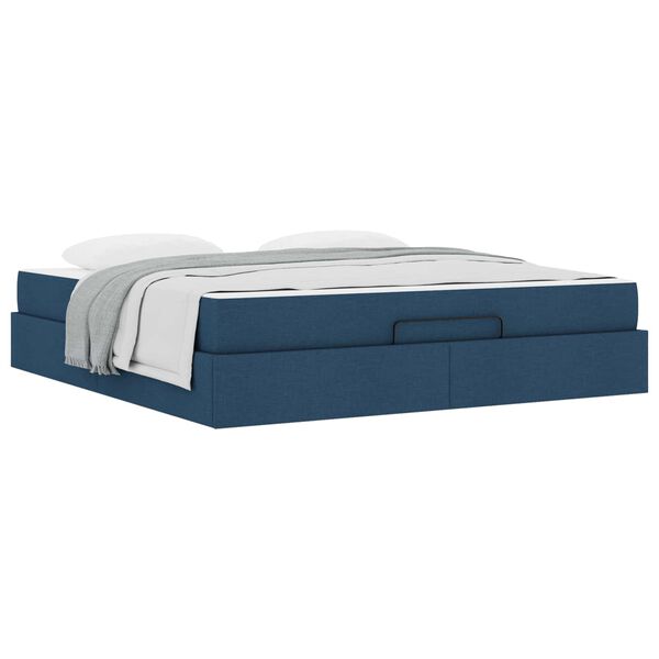 vidaXL Cadre de lit avec matelas avec matelas 2 pcs Bleu tissu
