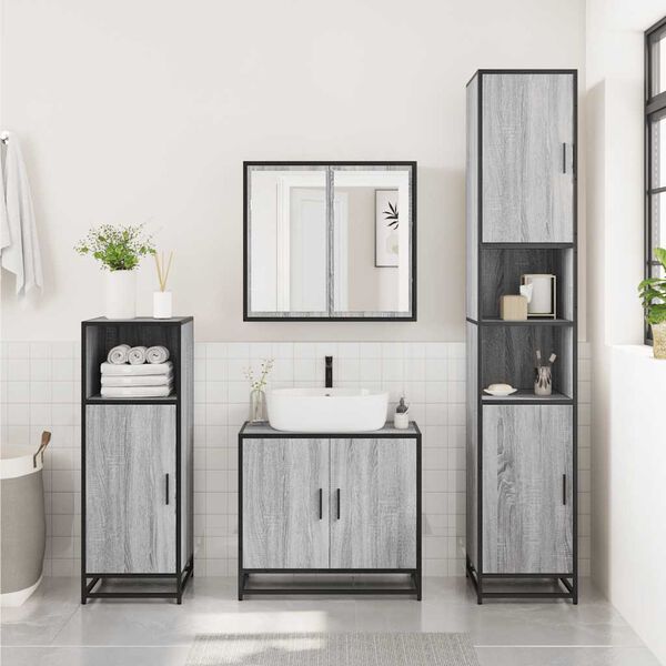 vidaXL Armoire de lavabo de salle de bain sonoma gris 65x33x60 cm