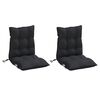 vidaXL Coussins de chaise &agrave; dossier bas lot de 2 noir tissu oxford