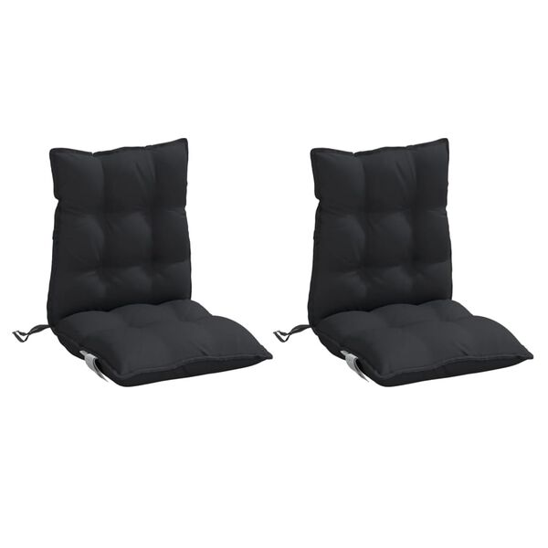 vidaXL Coussins de chaise &agrave; dossier bas lot de 2 noir tissu oxford