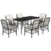 vidaXL Ensemble &agrave; manger de jardin coussins 7pcs Noir R&eacute;sine tress&eacute;e