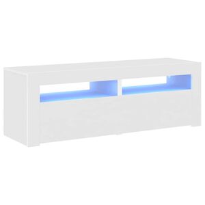 vidaXL Meuble TV avec lumi&egrave;res LED blanc 120x35x40 cm