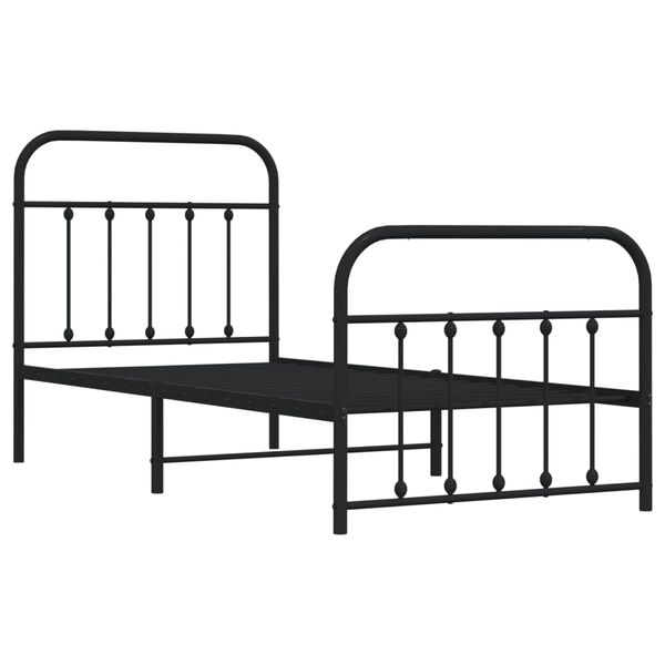 vidaXL Cadre de lit métal sans matelas avec pied de lit noir 90x190 cm