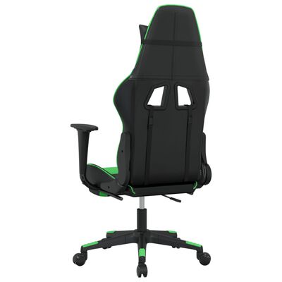 vidaXL Chaise de jeu de massage et repose-pied Noir et vert Similicuir