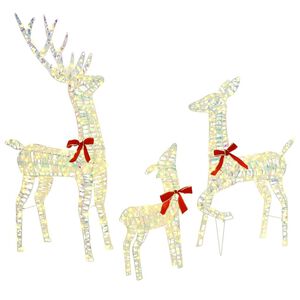 vidaXL Famille Renne 3 pc 300 LED Blanc chaud 67 x 26 x 127 cm PET