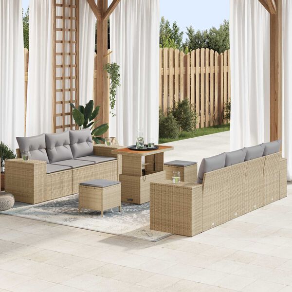 vidaXL Ensemble de canapé de jardin 10 pcs Beige et Gris clair