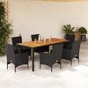 vidaXL Ensemble &agrave; manger de jardin et coussins 7pcs noir rotin acacia