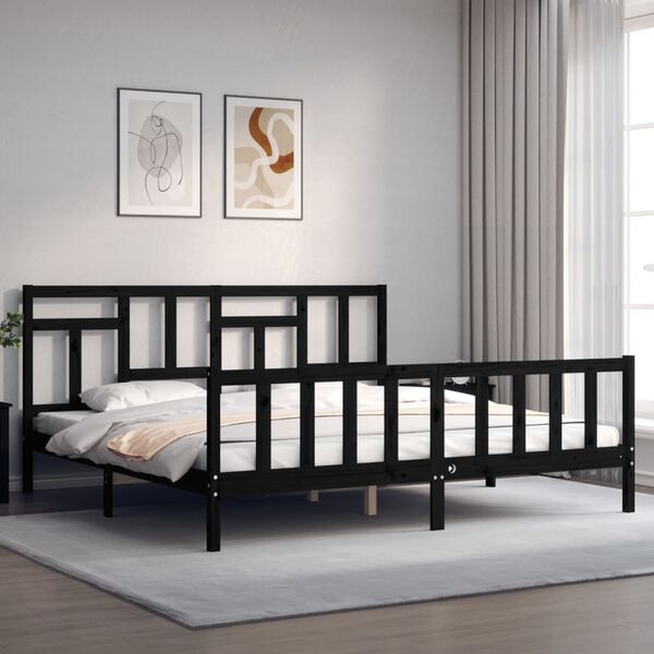 vidaXL Cadre de lit sans matelas noir 200x200 cm bois massif de pin