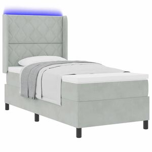 vidaXL Lit &agrave; ressorts avec matelas Gris clair 90 x 190 cm Velours