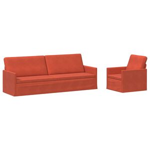 vidaXL Ensemble de Canap&eacute;s 2 pcs Rouge orange Tissu en velours c&ocirc;tel&eacute;