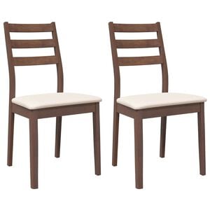 vidaXL Chaises &agrave; manger coussins 2 pcs marron bois massif caoutchouc