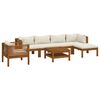 vidaXL Salon de jardin 7 pcs avec coussin cr&egrave;me Bois d'acacia solide